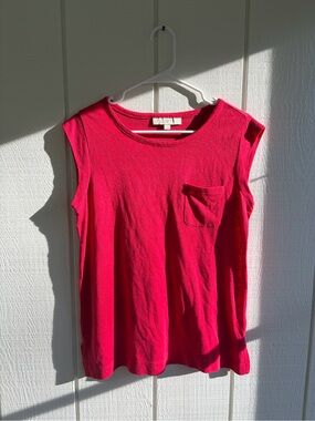 LOFT Dark Pink Sleeveless Pocket Tee